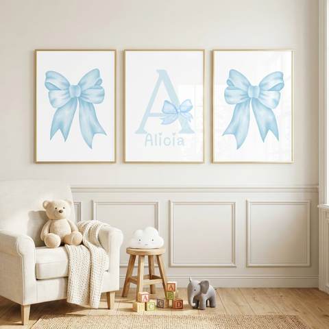 Baby Blue Bow Name Set