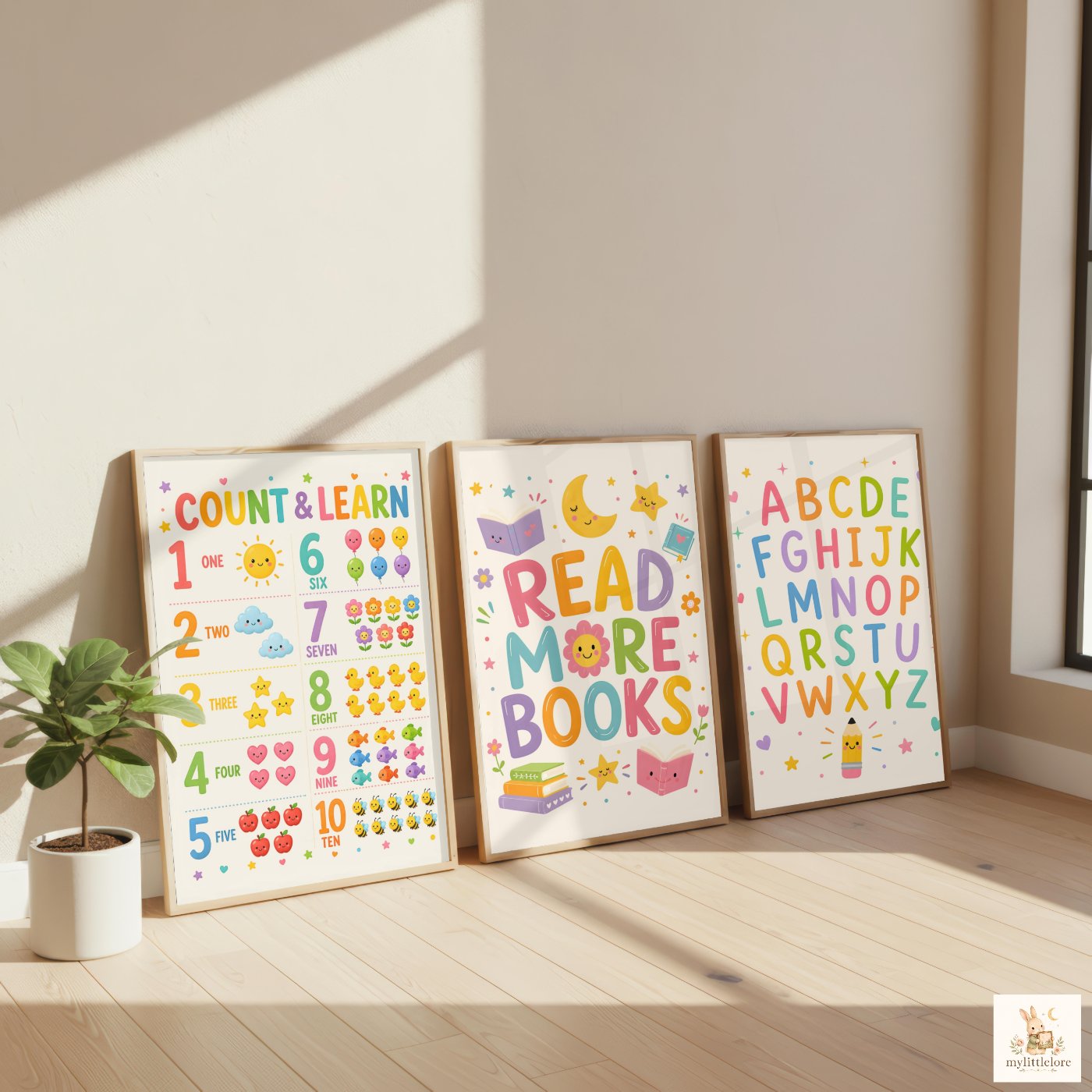 Girls Playroom prints above a play table