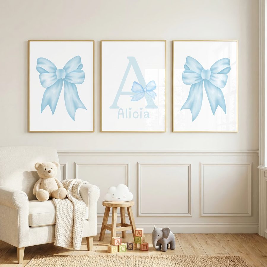 Baby Blue Bow Name Set