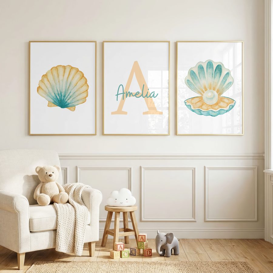 Teal Gold Coastal Name Set